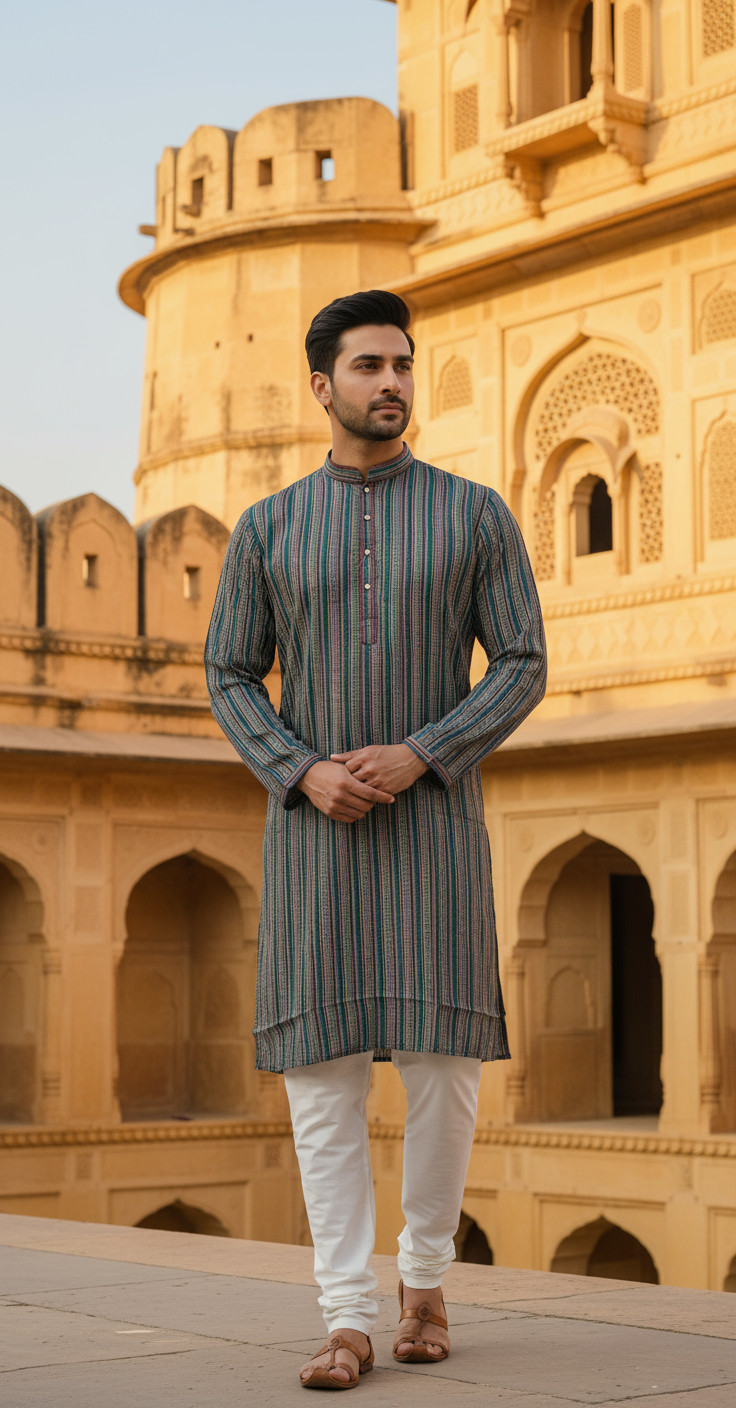 Foil Print Ethnic Kurta Main Image